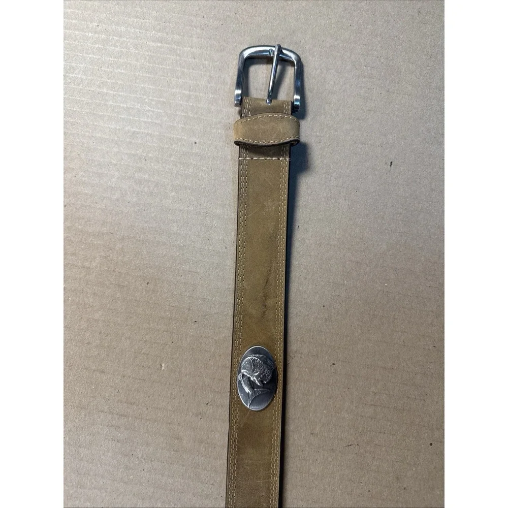 Zep-Pro Belt Full‎ Grain Leather Embossed Metal Redfish Size 42